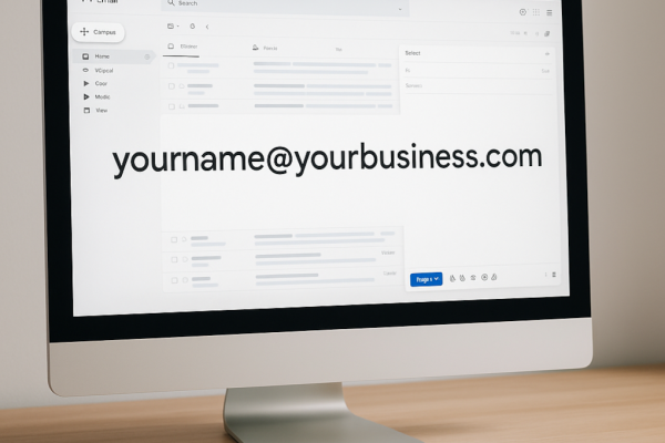 Desktop screen with sample email address